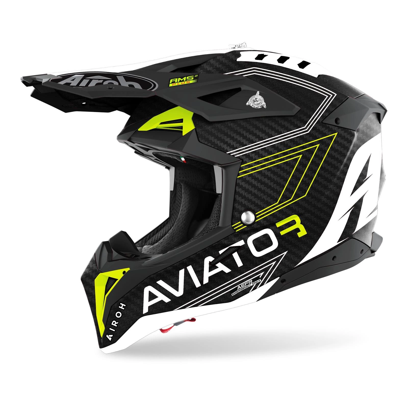 Kask cross Airoh AVIATOR 3 PRIMAL CARBON 3K YELLOW MATT czarny biały