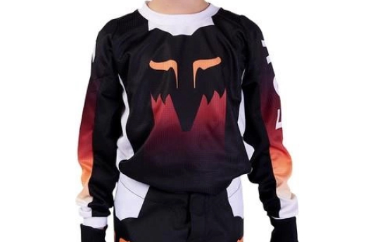 Bluza cross dziecięca FOX KIDS 180 FLORA BLACK czarny pomarańczowy