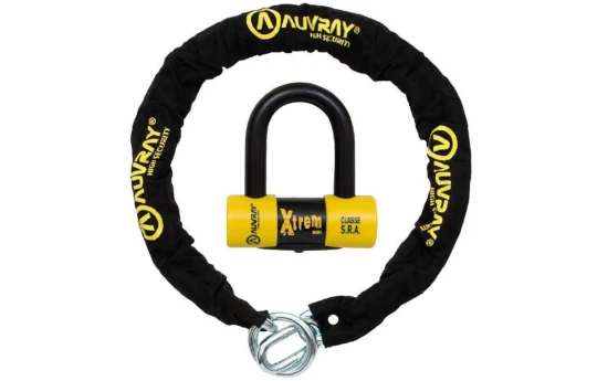 Zestaw łańcuch z kłódką AUVRAY XTREM MINI lasso 120cm czarny żółty