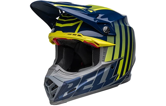 Kask cross BELL MOTO-9S FLEX SPRINT MATTE/GLOSS DARK BLUE/HI-VIZ YELLOW niebieski żółty fluo szary