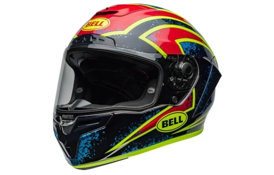 Kask integralny BELL RACESTAR DLX XENON BLUE RETINA czarny czerwony niebieski żółty fluo