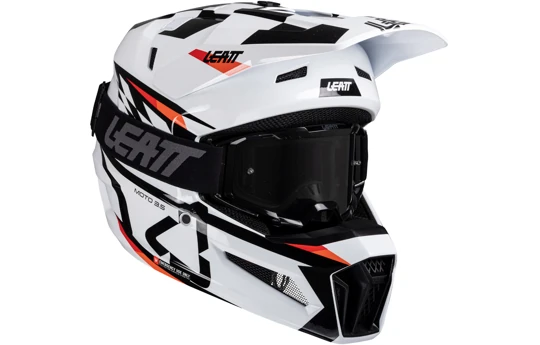 Kask cross z goglami LEATT KIT MOTO 3.5 STORM TEAL biały czarny żółty fluo