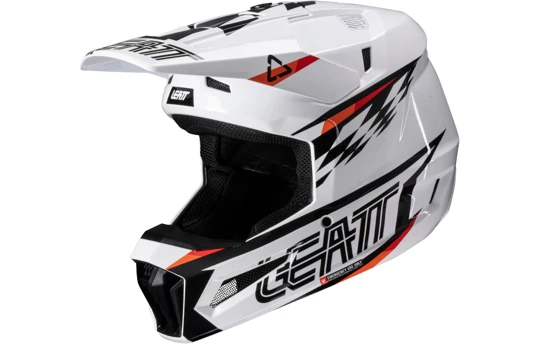 Kask cross z goglami LEATT KIT MOTO 3.5 STORM TEAL biały czarny żółty fluo