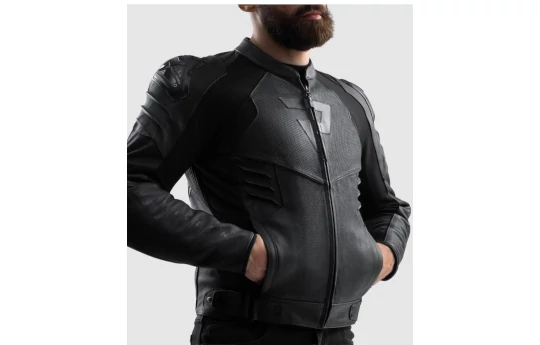Kurtka skórzana REBELHORN VANDAL 2 BLACK/GREY/FLUO YELLOW czarny szary żółty fluo