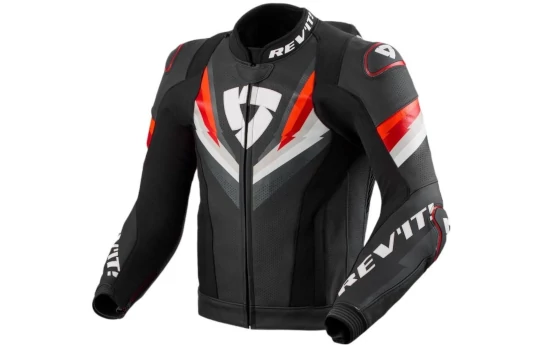 Kurtka skórzana REVIT QUANTUM 3 PRO BLACK/RED czarny czerwony