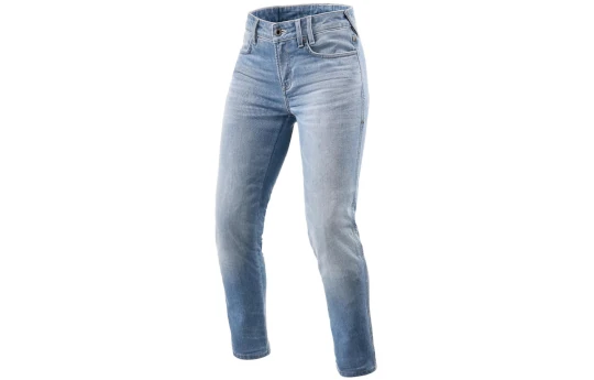 Jeansy motocyklowe damskie REVIT SHELBY 2 LADY SHORT LIGHT BLUE USED niebieski