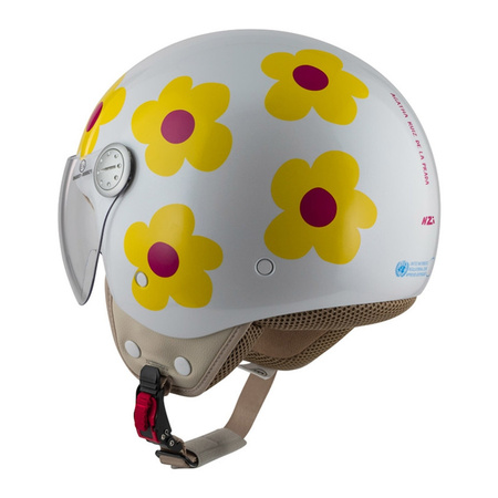 Kask otwarty NZI PASARELA MARGARITAS NARANJA Y ROSA biały czerwony żółty