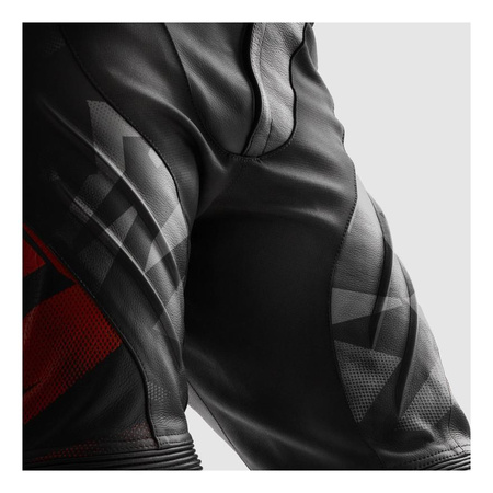 Spodnie skórzane REBELHORN INFERNO BLACK/FLUO RED czarny czerwony fluo