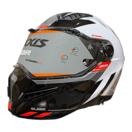 Kask szczękowy AXXIS GHOSTFIGHTER SV SLEEK A2 GLOSS szary grafitowy pomarańczowy fluo