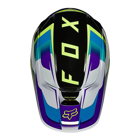 Kask cross FOX V1 TRO AQUA żółty fluo niebieski biały czarny fioletowy