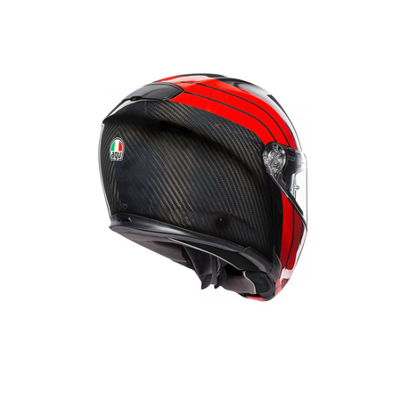 Kask szczękowy AGV SPORTMODULAR STRIPES CARBON/RED czarny czerwony