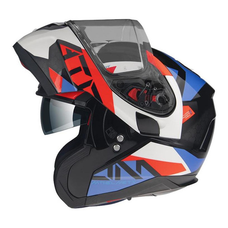 Kask szczękowy MT ATOM SV W17 GLOSS PEARL BLUE niebieski czerwony czarny biały