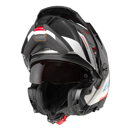 Kask szczękowy SCHUBERTH E2 ECE DEFENDER WHITE biały czerwony niebieski czarny