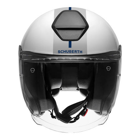 Kask otwarty SCHUBERTH M1 PRO ECE MERCURY RED niebieski czerwony biały