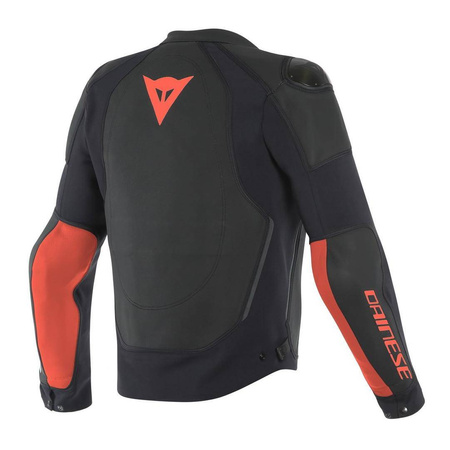 Kurtka skórzana DAINESE INTREPIDA PERFORATED BLACK/RED FLUO czarny czerwony fluo