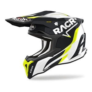 Kask cross AIROH STRYCKER RACR GLOSS czarny biały żółty fluo