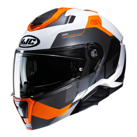 Kask szczękowy HJC I91 CARST WHITE/ORANGE biały pomarańczowy czarny