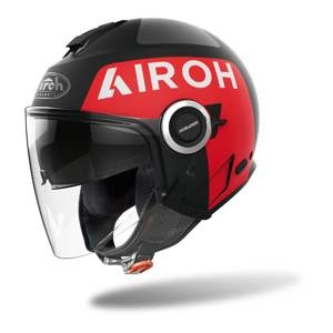 Kask otwarty AIROH HELIOS UP BLACK MATT czarny czerwony