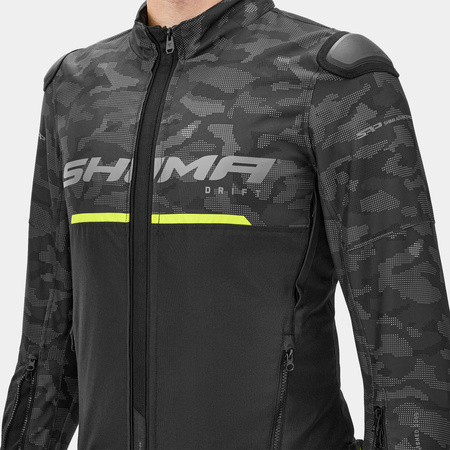 Kurtka tekstylna SHIMA DRIFT MEN CAMO czarny szary żółty fluo