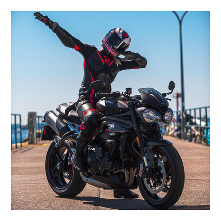 Spodnie skórzane damskie REBELHORN REBEL LADY BLACK/PINK czarny różowy