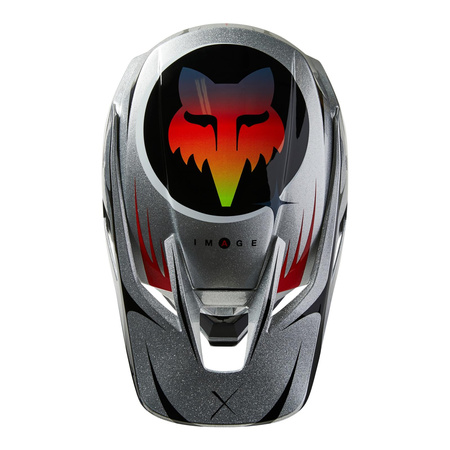 Kask cross FOX V3 SKARZ LE MULTI biały srebrny czerwony
