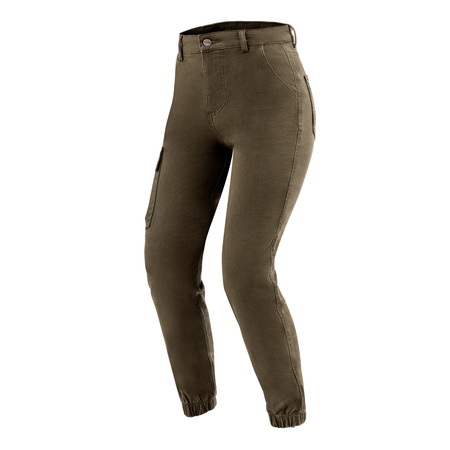 Jeansy motocyklowe damskie OZONE JANE LADY JOGGER FIT OLIVE zielony