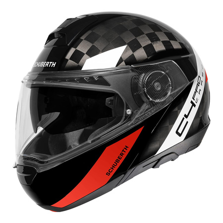 Kask szczękowy SCHUBERTH C4 PRO CARBON ECE AVIO RED czarny czerwony biały