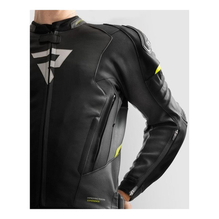 Kurtka skórzana REBELHORN VELOCE BLACK/GREY/FLUO YELLOW czarny szary żółty fluo