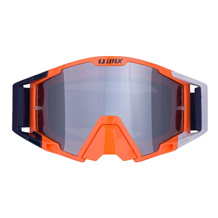 Gogle motocyklowe IMX SAND ORANGE/WHITE/BLUE SZYBA SILVER IRIDIUM + CLEAR pomarańczowy granatowy biały