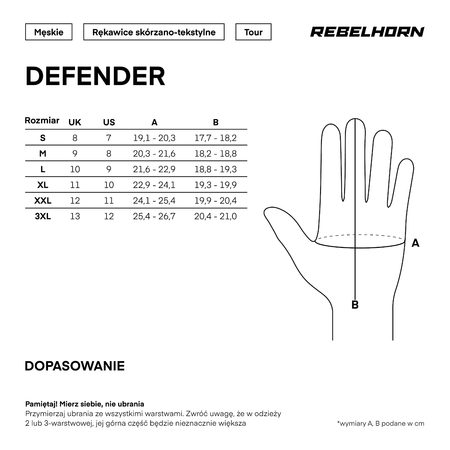 Rękawice miejskie REBELHORN DEFENDER BLACK/RED czarny czerwony