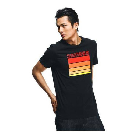 Koszulka T-shirt DAINESE STRIPES BLACK/RED czarny czerwony