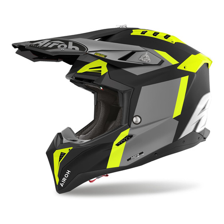 Kask cross AIROH AVIATOR 3 GLORY YELLOW MATT czarny szary żółty fluo