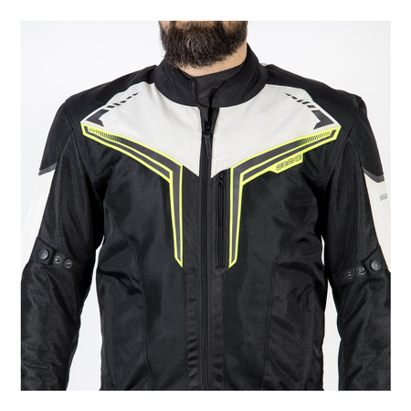 Kurtka tekstylna OZONE FLOW BLACK/GREY/FLUO YELLOW czarny szary żółty fluo