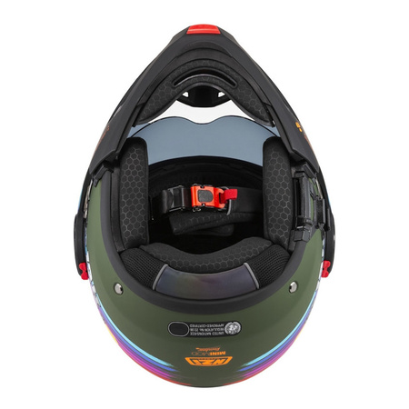 Kask szczękowy NZI MINIMOD RAINBOW GREEN BLACK SILVER MATT zielony czarny srebrny