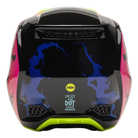 Kask cross FOX V3 RS PYRE LE MULTI pomarańczowy niebieski różowy biały żółty fluo