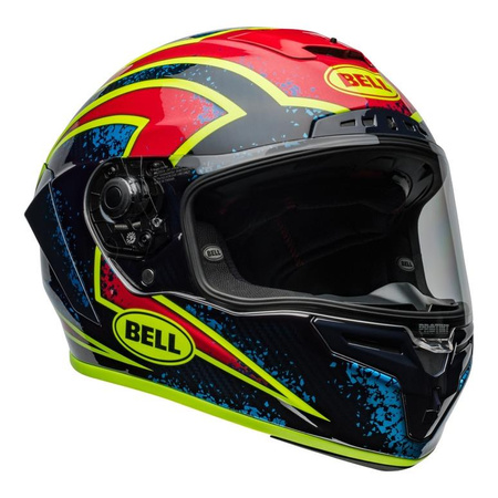Kask integralny BELL RACESTAR DLX XENON BLUE RETINA czarny czerwony niebieski żółty fluo