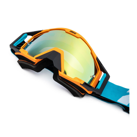 Gogle motocyklowe IMX SAND ORANGE MATT/BLUE/WHITE SZYBA ORANGE IRIDIUM + CLEAR pomarańczowy niebieski biały