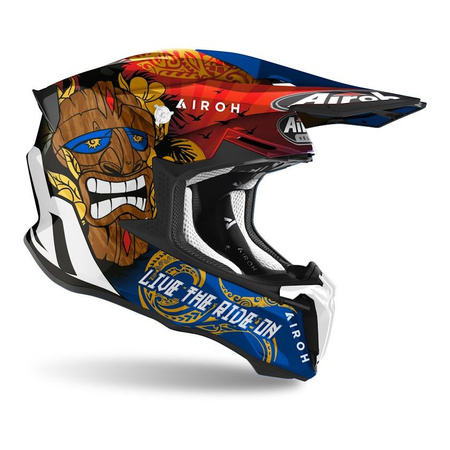 Kask cross AIROH TWIST 2.0 TIKI GLOSS czerwony niebieski brązowy biały czarny