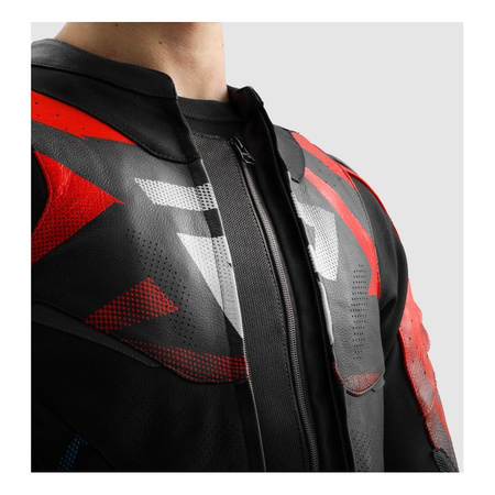 Kurtka skórzana REBELHORN INFERNO BLACK/BLUE/WHITE/RED czarny niebieski biały czerwony