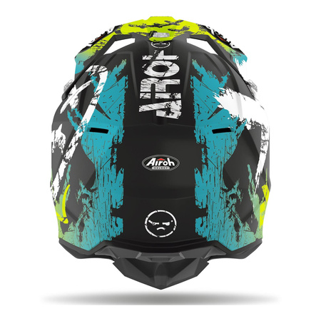 Kask cross Airoh WRAAP SMILE YELLOW MATT zielony niebieski biały czarny