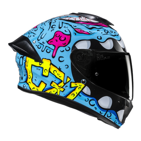 Kask integralny HJC C71 SQUEEZE BLUE/YELLOW niebieski żółty różowy czarny