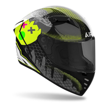 Kask integralny AIROH CONNOR GAMER GLOSS czarny szary żółty fluo biały