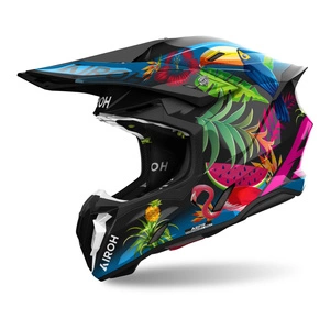 Kask cross AIROH TWIST 3 AMAZONIA GLOSS czarny niebieski zielony różowy