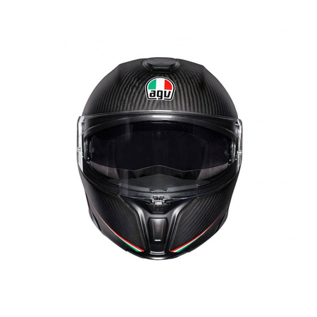 Kask szczękowy AGV SPORTMODULAR TRICOLORE CARBON MATT/ITALY czarny czerwony biały zielony