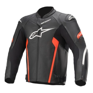 Kurtka skórzana ALPINESTARS FASTER V2 BLACK/FLUO RED czarny czerwony fluo