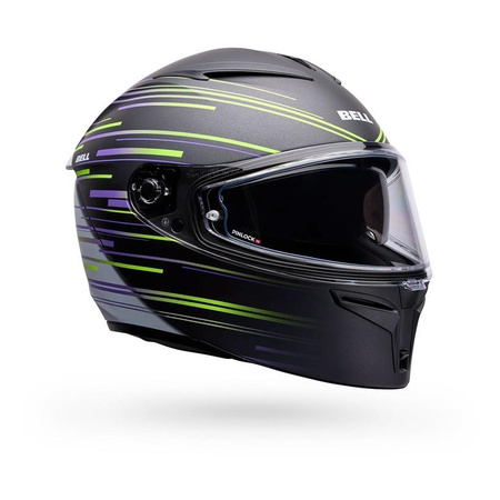 Kask integralny BELL LITHIUM ECE6 VELO MATTE PEARL BLACK YELLOW czarny biały fioletowy żółty fluo