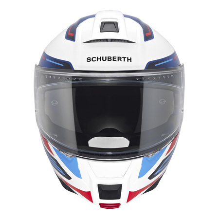 Kask szczękowy SCHUBERTH C5 ECE OMEGA WHITE niebieski biały czerwony czarny