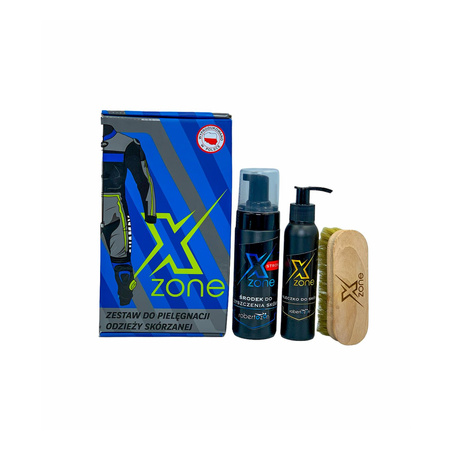 Zestaw do czyszczenia i konserwacji odzieży skórzanej XZONE STRONG + SZCZOTKA 250ml