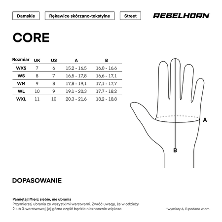 Rękawice miejskie damskie REBELHORN CORE LADY BLACK/RED czarny czerwony