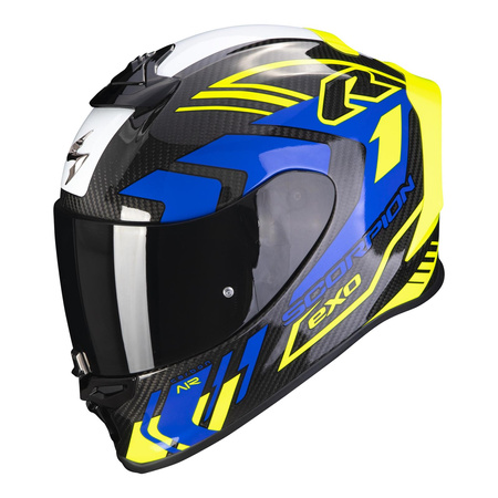 Kask integralny SCORPION EXO-R1 EVO CARBON AIR SUPRA BLACK/NEON YELLOW/BLUE czarny żółty fluo niebieski